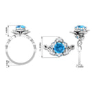 2 CT Swiss Blue Topaz Floral Engagement Ring with Diamond Accent Swiss Blue Topaz - ( AAA ) - Quality - Rosec Jewels