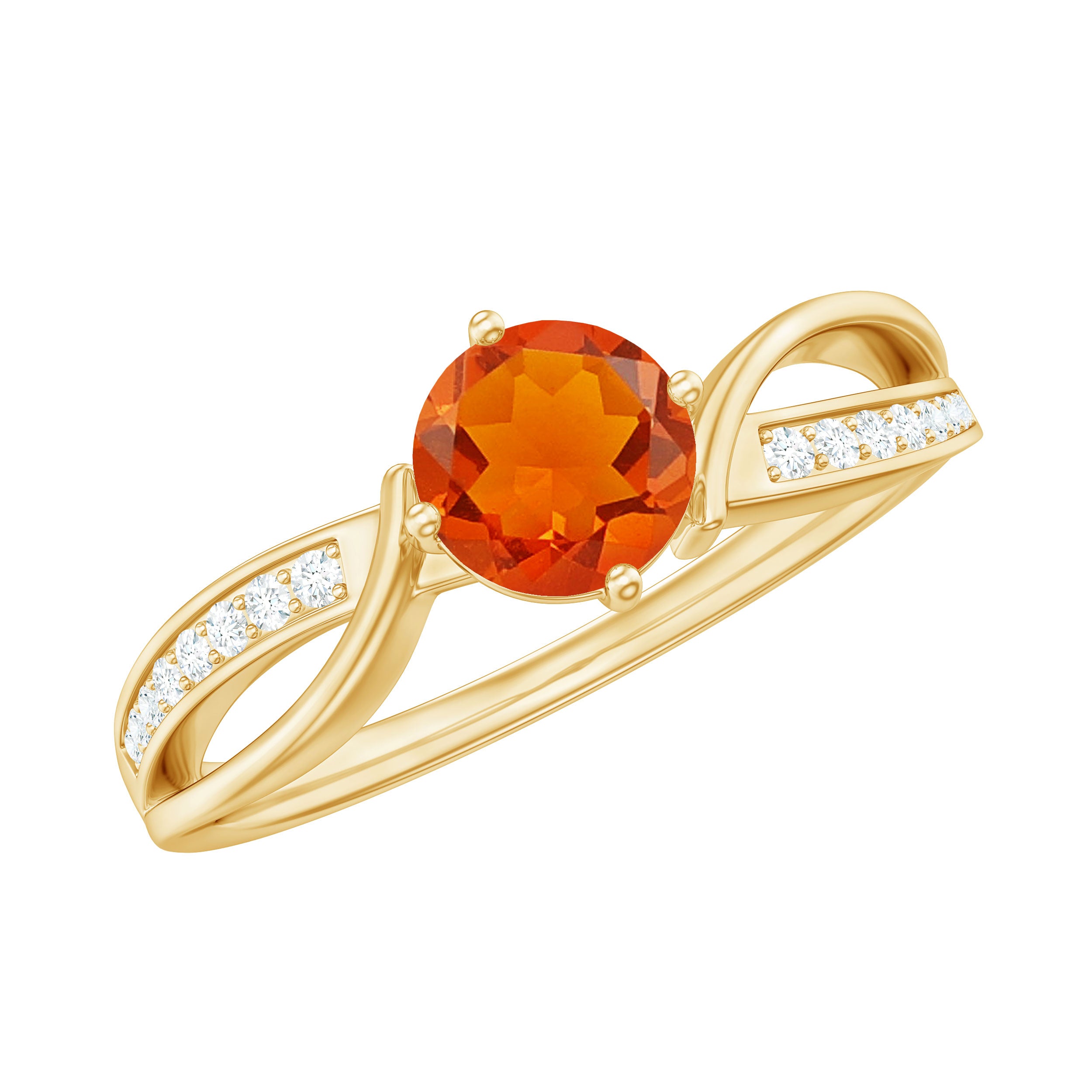 Fire Opal Solitaire Infinity Engagement Ring Fire Opal - ( AAA ) - Quality - Rosec Jewels