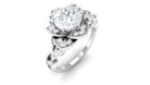 Designer Round Cut Moissanite Flower Engagement Ring Moissanite - ( D-VS1 ) - Color and Clarity - Rosec Jewels