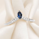 Marquise Cut Blue Sapphire and Diamond V Shape Enhancer Ring Blue Sapphire - ( AAA ) - Quality - Rosec Jewels