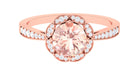 Designer Morganite and Diamond Halo Engagement Ring Morganite - ( AAA ) - Quality - Rosec Jewels