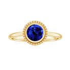 Round Lab-Created Blue Sapphire Solitaire Gold Ring in Bezel Setting Lab Created Blue Sapphire - ( AAAA ) - Quality - Rosec Jewels