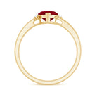 Heart Shape Ruby Solitaire Promise Ring with Diamond Ruby - ( AAA ) - Quality - Rosec Jewels