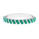 Classic Half Eternity Band Ring with Round Emerald Emerald - ( AAA ) - Quality - Rosec Jewels