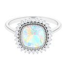 Cushion Cut Ethiopian Opal Statement Engagement Ring with Diamond Halo Ethiopian Opal - ( AAA ) - Quality - Rosec Jewels