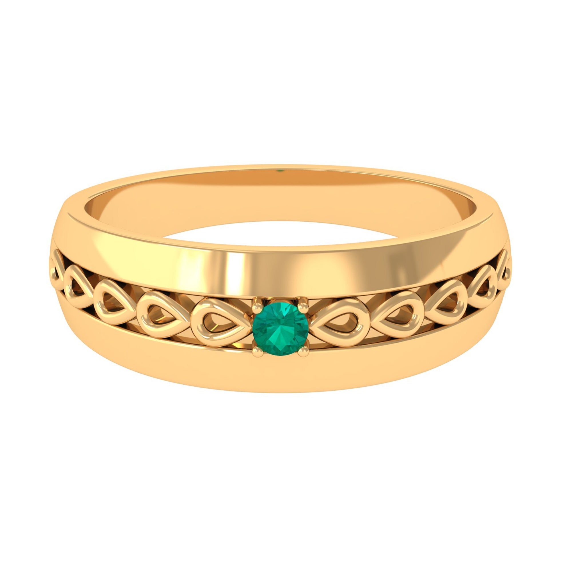 Natural Emerald Designer Band Ring Emerald - ( AAA ) - Quality - Rosec Jewels