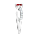 Created Ruby Solitaire Ring with Diamond Accent Lab Created Ruby - ( AAAA ) - Quality - Rosec Jewels