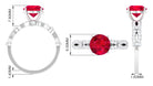 Solitaire Created Ruby and Diamond Crisscross Engagement Ring Lab Created Ruby - ( AAAA ) - Quality - Rosec Jewels