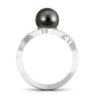 Tahitian Pearl Crossover Diamond Infinity Engagement Ring Tahitian pearl - ( AAA ) - Quality - Rosec Jewels