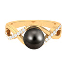 Tahitian Pearl Crossover Diamond Infinity Engagement Ring Tahitian pearl - ( AAA ) - Quality - Rosec Jewels