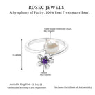 Freshwater Pearl and Amethyst Floral Toi Et Moi Ring Amethyst - ( AAA ) - Quality - Rosec Jewels