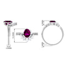 Oval Rhodolite Solitaire Wedding Ring Set with Diamond Rhodolite - ( AAA ) - Quality - Rosec Jewels