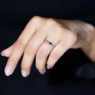 Real Blue Sapphire Minimal Promise Ring with Split Shank Blue Sapphire - ( AAA ) - Quality - Rosec Jewels