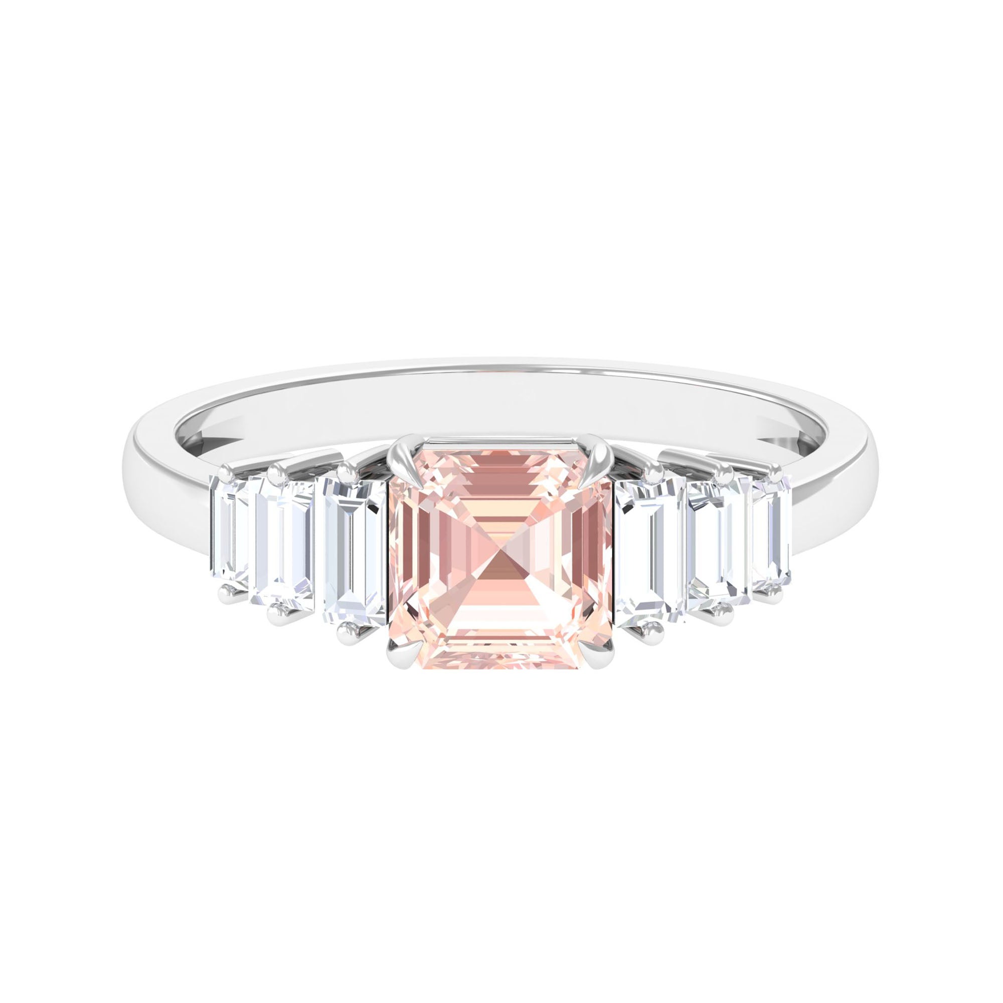 Real Morganite Designer Engagement Ring Morganite - ( AAA ) - Quality - Rosec Jewels