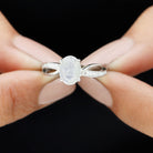 Oval Moonstone Solitaire Engagement Ring with Split Shank Moonstone - ( AAA ) - Quality - Rosec Jewels