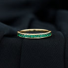 Princess Cut Lab Grown Emerald Half Eternity Ring Lab Created Emerald - ( AAAA ) - Quality - Rosec Jewels