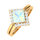 1 CT Minimal Princess Cut Ethiopian Opal and Moissanite Engagement Enhancer Ring Set Ethiopian Opal - ( AAA ) - Quality - Rosec Jewels