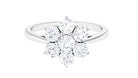 Certified Moissanite Cluster Flower Engagement Ring Moissanite - ( D-VS1 ) - Color and Clarity - Rosec Jewels