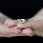 Real Peridot Heart Promise Ring with Diamond Peridot - ( AAA ) - Quality - Rosec Jewels