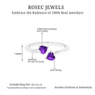 Heart Shape Amethyst and Diamond Two Stone Wrap Ring Amethyst - ( AAA ) - Quality - Rosec Jewels