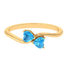 Two Stone Heart Promise Ring with Natural Swiss Blue Topaz Swiss Blue Topaz - ( AAA ) - Quality - Rosec Jewels