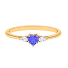 Heart Shape Tanzanite 3 Stone Promise Ring with Diamond Tanzanite - ( AAA ) - Quality - Rosec Jewels