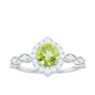 1.25 CT Peridot Vintage Engagement Ring with Diamond Accent Peridot - ( AAA ) - Quality - Rosec Jewels