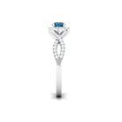 Criss Cross Shank London Blue Topaz and Diamond Halo Engagement Ring London Blue Topaz - ( AAA ) - Quality - Rosec Jewels