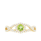 Peridot and Diamond Criss Cross Engagement Ring Peridot - ( AAA ) - Quality - Rosec Jewels