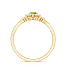 Peridot and Diamond Flower Engagement Ring with Split Shank Peridot - ( AAA ) - Quality - Rosec Jewels