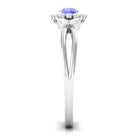 Split Shank Tanzanite Flower Engagement Ring with Diamond Tanzanite - ( AAA ) - Quality - Rosec Jewels