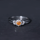 Split Shank Orange Sapphire Flower Engagement Ring with Diamond Orange Sapphire - ( AAA ) - Quality - Rosec Jewels