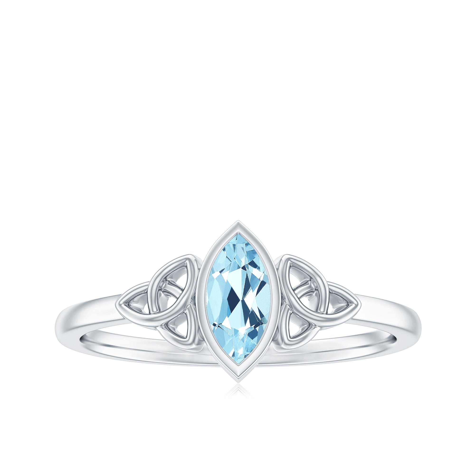 4X8 MM Marquise Cut Aquamarine Gold Solitaire Celtic Ring in Bezel Setting Aquamarine - ( AAA ) - Quality - Rosec Jewels