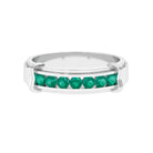 Channel Set Emerald Classic Wide Band Ring Emerald - ( AAA ) - Quality - Rosec Jewels