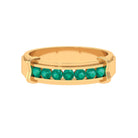 Channel Set Emerald Classic Wide Band Ring Emerald - ( AAA ) - Quality - Rosec Jewels