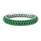 Certified Created Emerald Three Row Eternity Band in Gold Lab Created Emerald - ( AAAA ) - Quality - Rosec Jewels