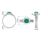 Genuine Round Emerald Wedding Ring Set with Diamond Accent Emerald - ( AAA ) - Quality - Rosec Jewels