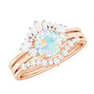 Ethiopian Opal Designer Trio Wedding Ring Set with Diamond Ethiopian Opal - ( AAA ) - Quality - Rosec Jewels