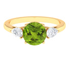 Round Cut Peridot Engagement Ring with Pear Cut Moissanite Side Stones Peridot - ( AAA ) - Quality - Rosec Jewels