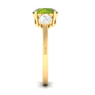 Round Cut Peridot Engagement Ring with Pear Cut Moissanite Side Stones Peridot - ( AAA ) - Quality - Rosec Jewels