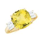 Created Yellow Sapphire and Moissanite Engagement Ring Lab Created Yellow Sapphire - ( AAAA ) - Quality - Rosec Jewels