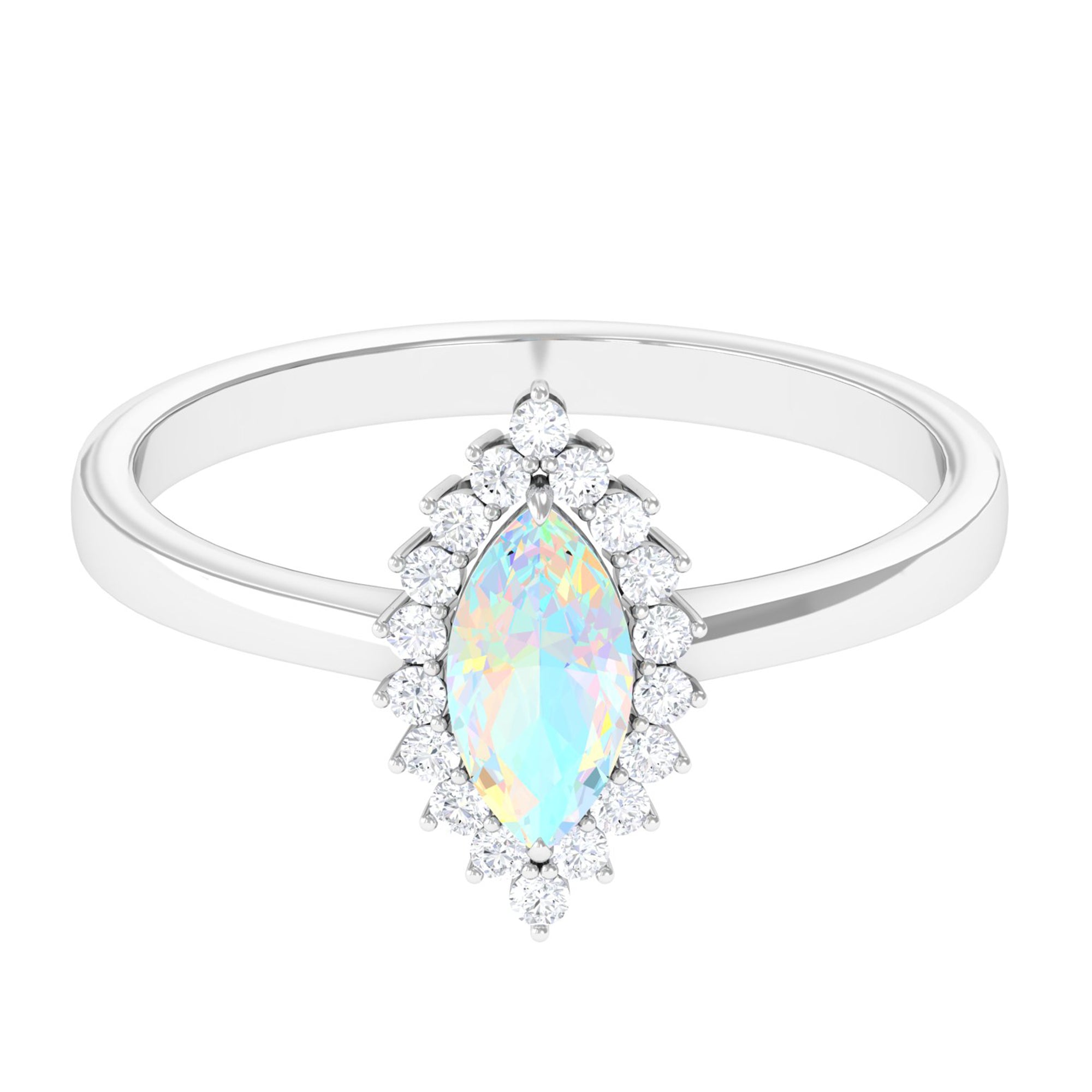 3/4 CT Marquise Shape Ethiopian Opal and Diamond Halo Engagement Ring Ethiopian Opal - ( AAA ) - Quality - Rosec Jewels