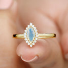 3/4 CT Marquise Shape Ethiopian Opal and Diamond Halo Engagement Ring Ethiopian Opal - ( AAA ) - Quality - Rosec Jewels