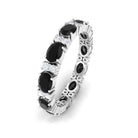 Minimal Black Onyx and Diamond Eternity Band Ring Black Onyx - ( AAA ) - Quality - Rosec Jewels