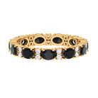 Minimal Black Onyx and Diamond Eternity Band Ring Black Onyx - ( AAA ) - Quality - Rosec Jewels