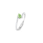 Tilted Pear Shape Green Sapphire and Diamond Bypass Promise Ring Green Sapphire - ( AAA ) - Quality - Rosec Jewels