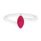 Marquise Cut Ruby Solitaire Ring in Bypass Shank Ruby - ( AAA ) - Quality - Rosec Jewels