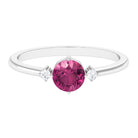 Simple Round Pink Tourmaline and Diamond Promise Ring Pink Tourmaline - ( AAA ) - Quality - Rosec Jewels