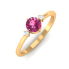 Simple Round Pink Tourmaline and Diamond Promise Ring Pink Tourmaline - ( AAA ) - Quality - Rosec Jewels