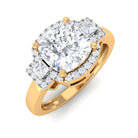 Cushion Cut Certified Moissanite Cocktail Engagement Ring in Gold Moissanite - ( D-VS1 ) - Color and Clarity - Rosec Jewels